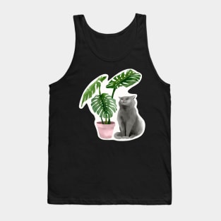 Happy Cat Monstera For Mugs and Stickers Tank Top